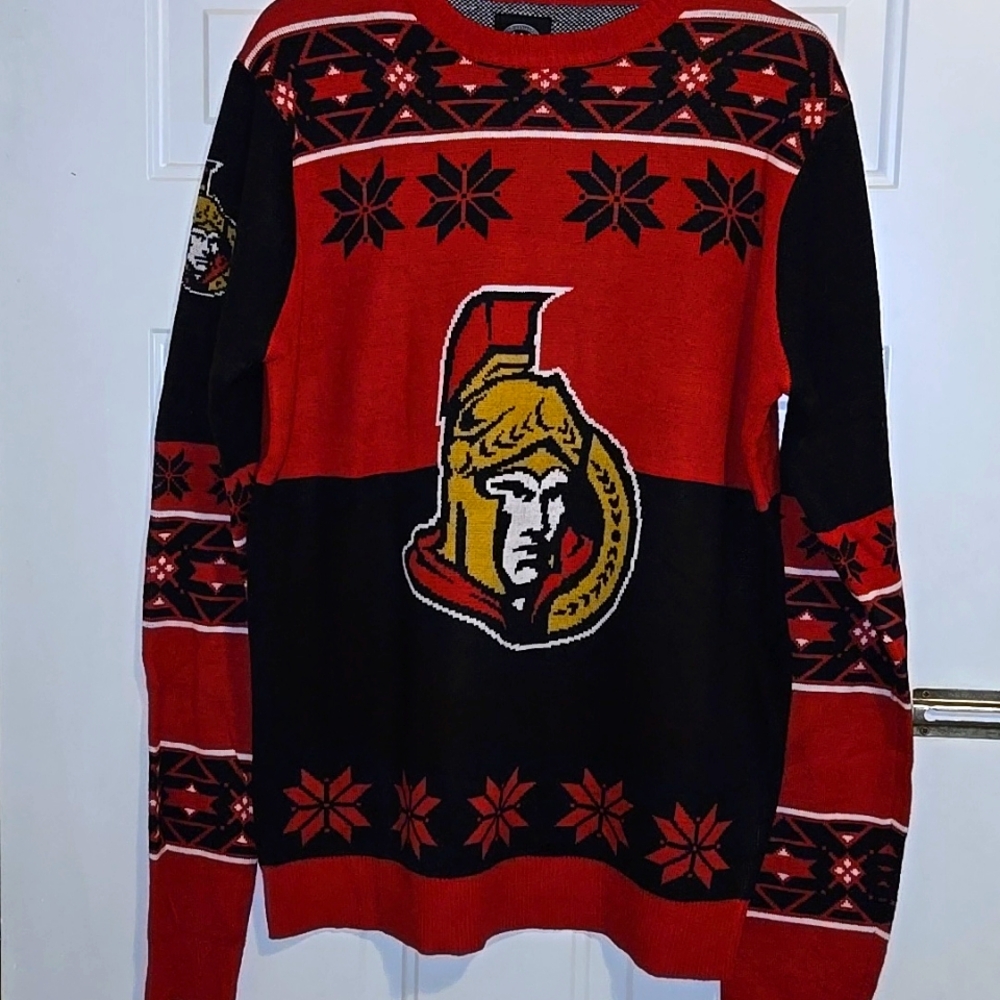 OTTAWA SENATORS UGLY CHRISTMAS SWEATER SIZE LARGE NWT